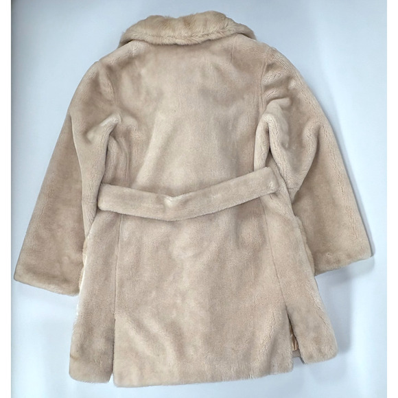 Vintage Borgana Faux Fur Coat Womens M L Tan Teddy Bear Mob Wife 50s - Picture 9 of 13